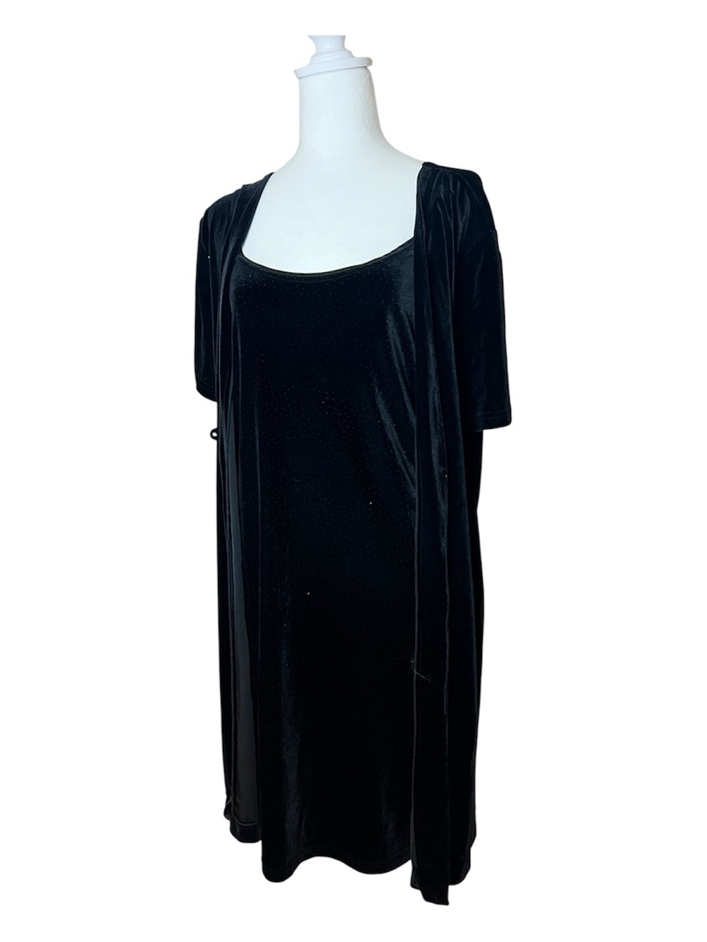 Vintage Gloria Vanderbilt Black Velvet Slip Dress with Matching Cover-Up Plus